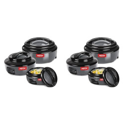 MILTON Ernesto Inner Stainless Steel Jr. Casserole Set of 3 (420 ml, 850 ml, 1.43 litres), Grey | Easy to Carry | Serving | Stackable (Pack of 2)