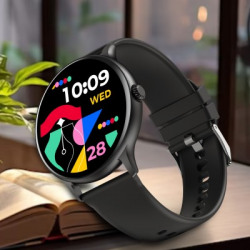 Fire-Boltt Ninja Talk 1.39'' Round Bluetooth Calling Smartwatch Metal Body,120 Sports Modes Smartwatch(Black Strap, 1.39)