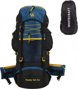 WHITECRAFT Travel bag for men tourist backpack for hiking trekking camping with Rain Cover Rucksack - 75 L(Black, Blue)