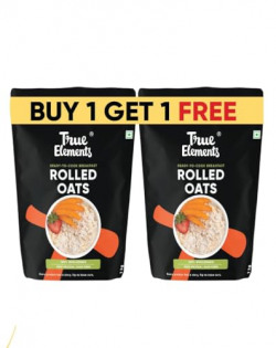 True Elements Rolled Oats 1kg (Buy 1 Get 1 FREE) - 100% Wholegrain Oats | Diet Food | Super Saver Oats Combo Pack | Healthy Breakfast Cereals | High Fibre Breakfast | Jumbo Oats