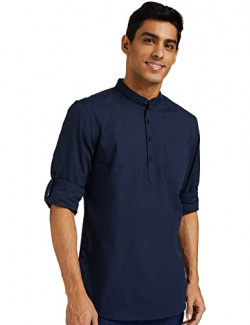 Amazon Brand - Symbol Men's Solid Regular Casual Shirt (AZ-SY-RM-06_KrtPlkt_Navy Large)