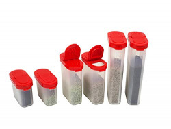 Mahaware Modular Wonder Spice Shaker and Sprinkler Combo Set, Set of 6, Red