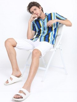 KETCH Men Blue Slim Fit Striped Casual Shirt