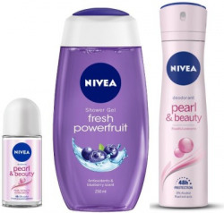 NIVEA Pearl & Beauty Roll-on, Deodorant and Fresh Powerfruit Shower Gel (Pack of 3) Deodorant Roll-on - For Women(450 ml, Pack of 3)