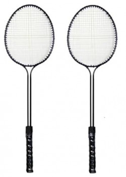 SPANCO Double-Shaft Badminton Racquet for Playing at Street, Balcony, Roof etc. Appropriate for Fun/Playing/Fitness, Size : Full (No. of Rackets : 2) (Cover : Free), (Color : Red)