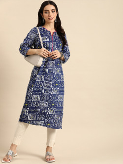 Anouk Round Neck Ethnic Motifs Printed Kurta Starts From 249