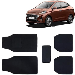 Kingsway Carpet Style Universal Car Mats for Hyundai Aura, 2020-2022 Model, Black Color Anti Slip Car Floor Foot Mats, Complete Set of 5 Piece, Executive Series