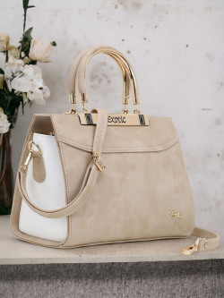 Exotic Cream-Coloured PU Structured Handheld Bag
