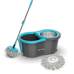 Lifelong 10L Spin Floor Mop Set with Bucket with 360 Degree Spinner, Floor Cleaning & Mopping System, Microfiber Refills (Blue, LLMOP902)