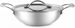 cello Armour Induction Base Tri-Ply Kadhai with Stainless Steel Lid Kadhai 24 cm diameter with Lid 2.7 L capacity(Stainless Steel, Induction Bottom)