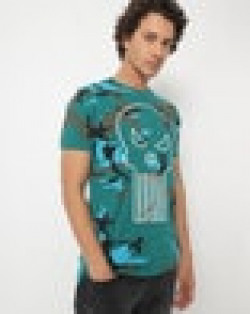 Regular Fit Punisher Camo Print Crew-Neck Step-Hem T-Shirt