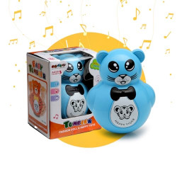 Gooyo 103R Battery Operated Push and Shake Cute Tumbler Roly Poly | Infant Roly Poly with Music Effect for Kids/Babies/Girls/Boys | Blue Color, Power Source: Button Cell Batteries (Included)