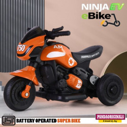 Pandaoriginals Ninja Ev With Music And Lights, Forward and Backward Gear, Built in MP3 player Bike Battery Operated Ride On(Orange)