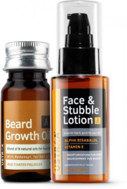 USTRAA Beard Growth Oil & Face and Stubble lotion(2 Items in the set)