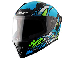 Vega Bolt Bunny Full Face Helmet Black Neon Blue, Size: L(59-60 cm)