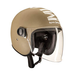 Royal Enfield ISI Certified Open Face MLG Helmet with Clear Visor(Matt Desert Storm-Size: L)