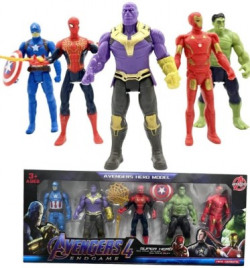 Dufort Avenger Toy Set- Captain America , Iron man , Spiderman , Hulk & Thanos(Multicolor)
