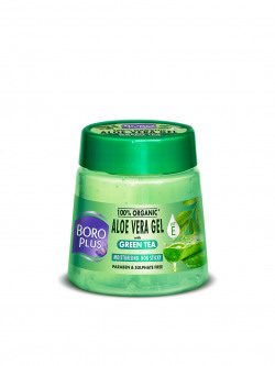BOROPLUS 100% Organic Non Sticky Aloe Vera Gel with Green Tea - 200 ml