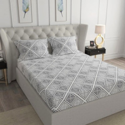 TRIDENT 120 TC Microfiber Double Geometric Flat Bedsheet(Pack of 1, Trippy City)