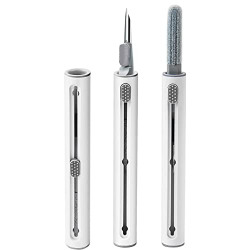 Gizga Essentials Earphone Earpod Cleaning Pen for AirPod, Earbuds, Headphones, Wireless Earphones, 2-in-1 Multifunctional Cleaning Kit, Metal Pen & Sponge, Cleans Keyboards Laptops Mobiles, White