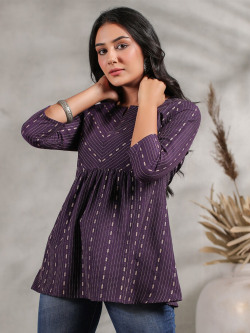 Anubhutee Ethnic Motifs Printed Notched Neck A-Line Kurti