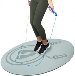 Cortina 52 x32 Non-Slip Jump Rope Mat Indoor Outdoor, Thick Workout Mat, Shock Absorbing Jumprope Mat For Crossrope, Exercise Mat, Durable Jump Rope Pad, Oval Exercise Mat Thick with Design, Grey