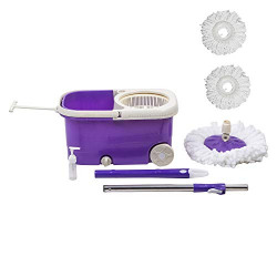Frestol - SPDMPWP601PP Plastic Mop with Wheel+3 Refill+Rod+ Wiper - Purple