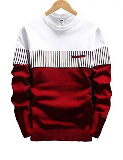 EYEBOGLER Regular Men's Cotton Red-White Designer T-Shirt (L-EB1T67-WRWH_Large)