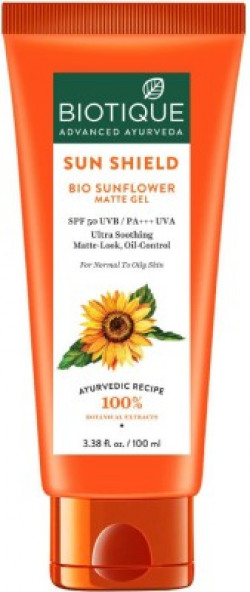 BIOTIQUE Sunscreen - SPF 50 Sunflower Matte Gel Sunscreen Spf50(100)