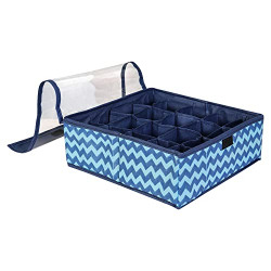 PrettyKrafts Non-Woven Innerwear Organizer 15+1 Compartment,Folding Drawer Wardrobe Organizer,Bra,Scarf,Belt,Tie,Undergarments,Foldable Storage Box With Lid,Dressing Table Storage Box,(Trio Brown)