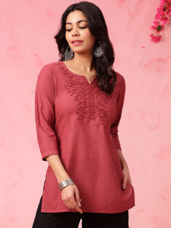 Anouk Ethnic Motifs Embroidered Pure Cotton Straight Kurti