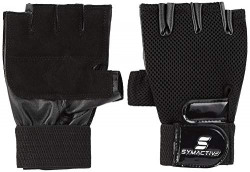 Amazon Brand - Symactive Polyester Gym Training Gloves, X-Large, Black
