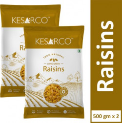 KESARCO Premium Seedless Green Raisins, Kishmish, Nutritious, Rich in Iron - 1 kg Raisins(1 kg)