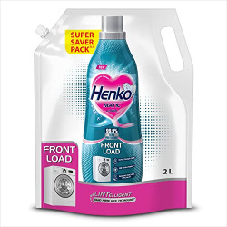 Henko Matic Front Load Liquid Detergent - 2L Refill Pouch with Nano Fiber Lock Technology, 99.9% Germ Protection, Bio Stain Power & Ultra Color Care which maintains the Newness, Color & Shine