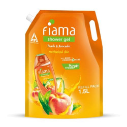 Fiama Body Wash Shower Gel Peach & Avocado, 1.5L Body Wash Refill Pack for Women & Men with Skin Conditioners for Moisturised Skin & Radiant Glow, Suitable for All Skin Types