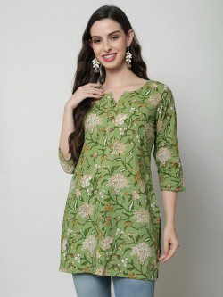 KALINI Floral Printed Straight Pure Cotton Kurti