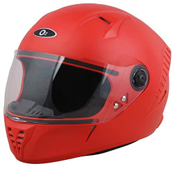 O2 Vayu Helmet Full Face with Scratch Resistant Clear Visor, Cross Ventilation, Adjustable Chin Strap & Matte Finish Graphics for Motorcycle Scooty Mens Riding (Red, M)