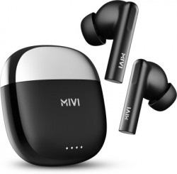 Mivi DuoPods i4 TWS,Quad-mic ENC,13mm Bass,50+ Hrs Playtime,low latency,Type C,5.3 Bluetooth Headset(Black, True Wireless)