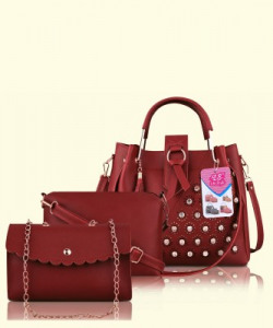 LIKE STYLE Women Maroon Messenger Bag(Pack of: 3)