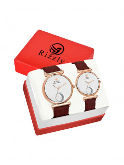 Rizzly White Brass Couple Analogue Watch Gift Set