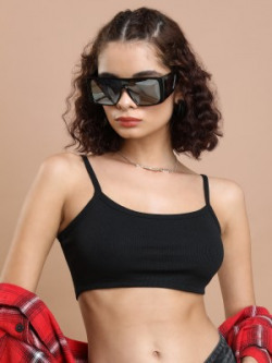 Tokyo Talkies Casual Solid Women Black Top Starts From 119