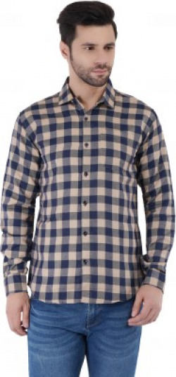 Saraai Men Checkered Casual Dark Blue, Yellow Shirt