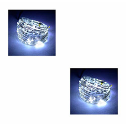 TU CASA DW-408 - LED COPPER WIRE STRING LIGHT WITH ADAPTER - WHITE - SET OF 2