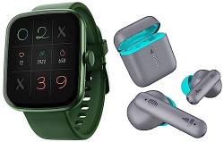 boAt Wave Style with 1.69 Square HD Display, HR & SpO2 Monitoring, 7 Days Battery Life & Airdopes 141 Bluetooth Truly Wireless in Ear Headphones with 42H Playtime, Beast Mode