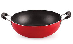 Nirlon Cooking Non-Stick Gas Stove Compatible Bottom deep Fry kadai/Wok Pans 21cm - 1.5 LTR(26mm_Classic_KD11)