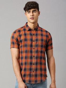 HERE&NOW Classic Slim Fit Tartan Checked Casual Shirt