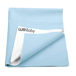 LuvBaby Fabric Medium Extra Absorbent Dry Sheet/Bed Protector - Blue, 0m+ - Medium 70 x 100cm(Blue)
