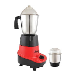 Padmashree 500 Watt Lifor Mixer Grinder | 2 Stainless Steel Jars | Chutney Jar, Liquidizing Jar | ABS Plastic Body with Stainless Steel Blades | 3 Speed Options - Red