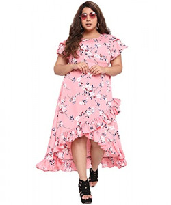 OOMPH! Women's Crepe Wrap Maxi Plus Size Dress - Blush Pink - od232_5XL