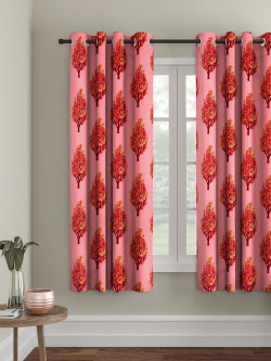Cortina Pink Single Floral Printed Window Curtain